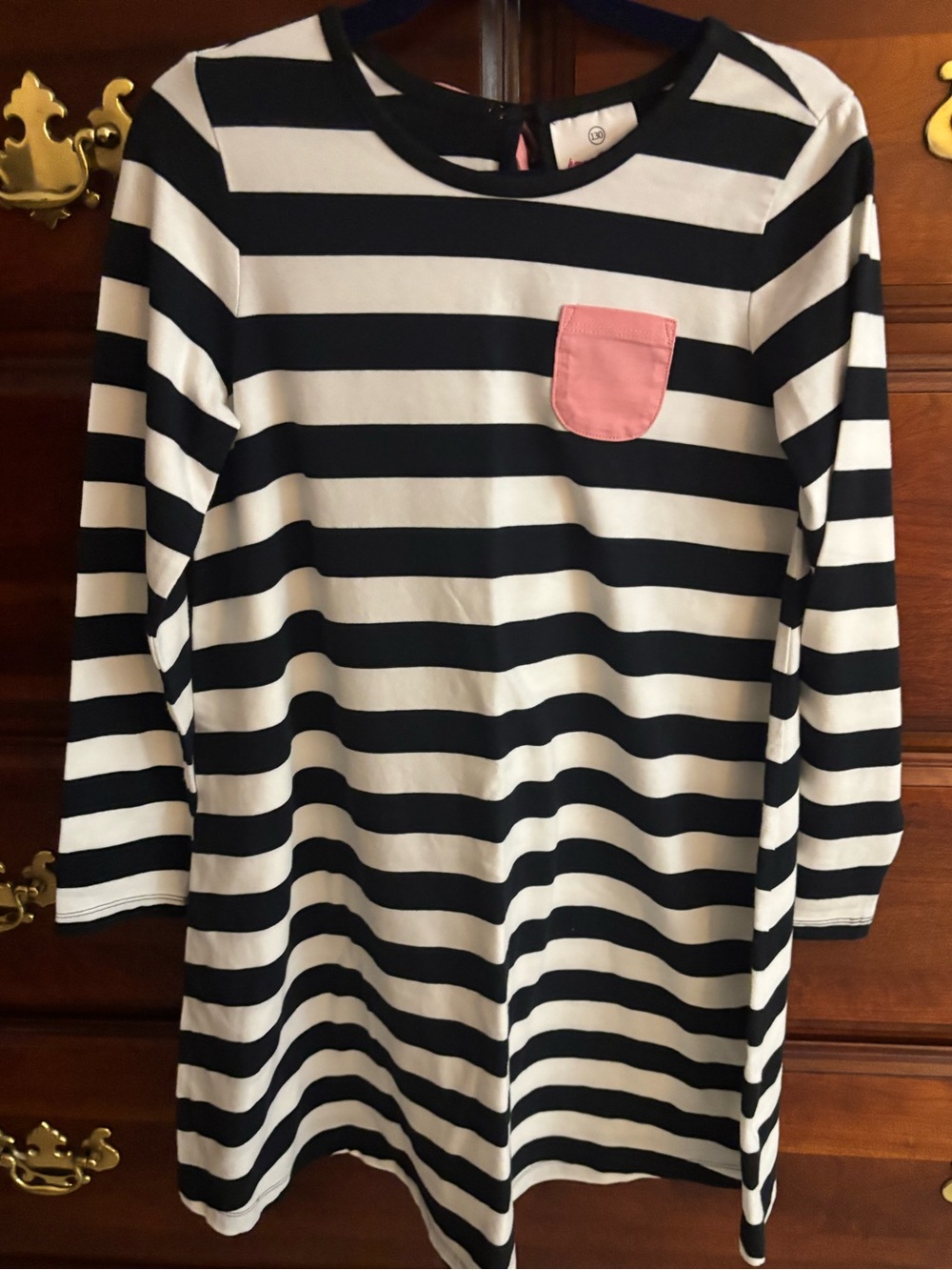 Hanna Andersson size 130 or 8 black white striped dress